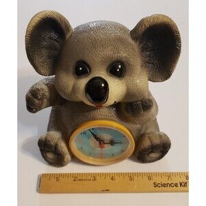 Vtg ROC Taiwan KOALA Bear Piggy Bank Working Clock NO Stopper